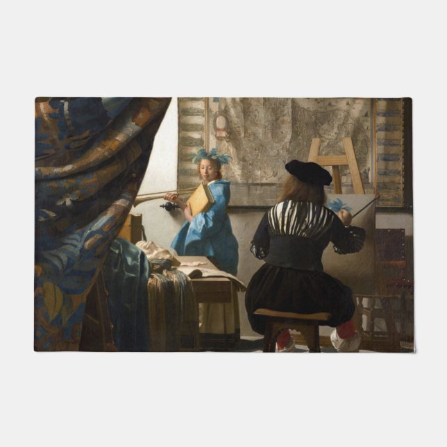 Johannes Vermeer - 絵画の寓話 ドアマット (正面)