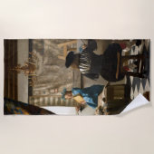 Johannes Vermeer - 絵画の寓話 ビーチタオル (正面)
