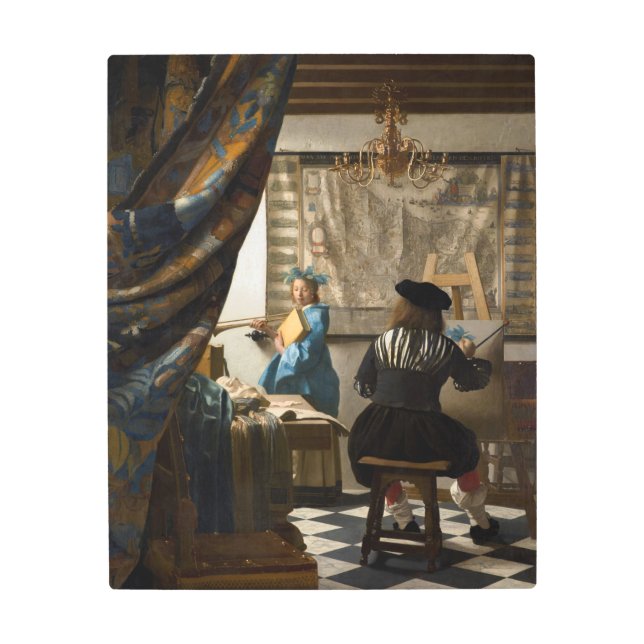 Johannes Vermeer - 絵画の寓話 メタルプリント (正面)
