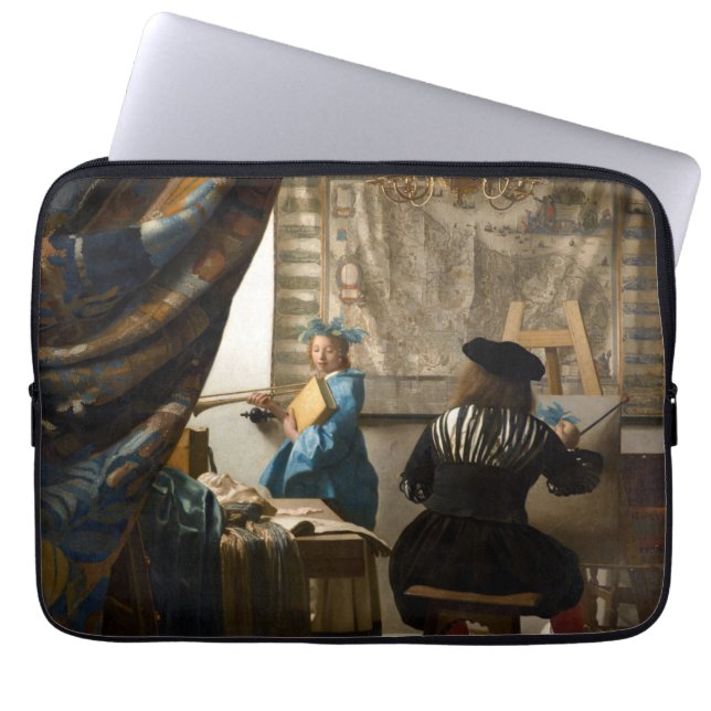 Johannes Vermeer - 絵画の寓話 ラップトップスリーブ (正面)