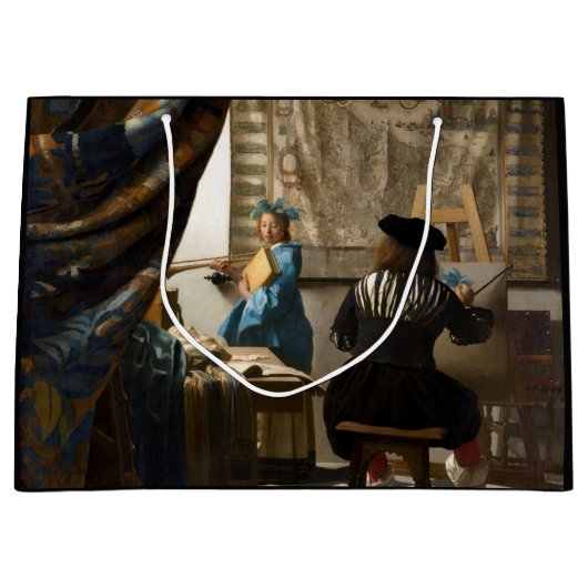 Johannes Vermeer - 絵画の寓話 ラージペーパーバッグ (正面)