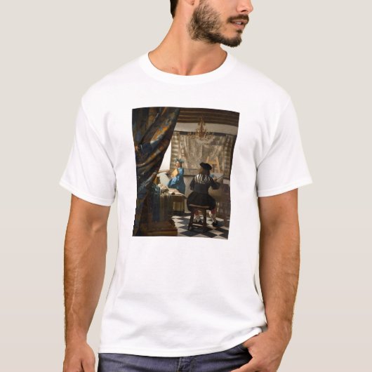Johannes Vermeer - 絵画の寓話 Tシャツ (正面)