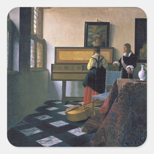 Johannes Vermeer – 音楽レッスン スクエアシール (正面)