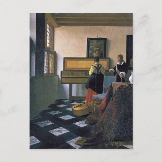 Johannes Vermeer – 音楽レッスン ポストカード (正面)
