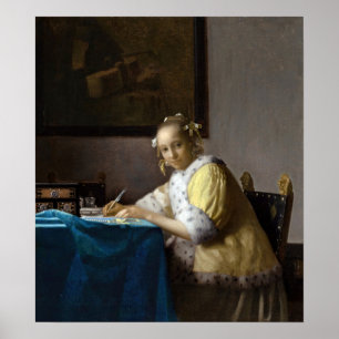 Johannes Vermeer - A Lady writing a Letter ポスター