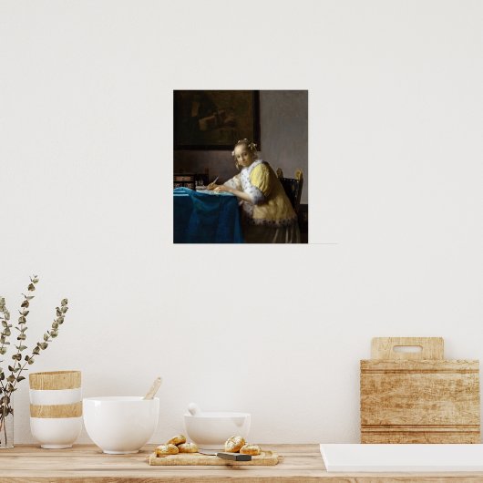 Johannes Vermeer - A Lady writing a Letter ポスター (キッチン)