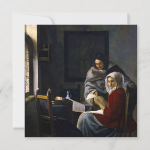Johannes Vermeer - Girl Interrupt At Her Music サンキューカード