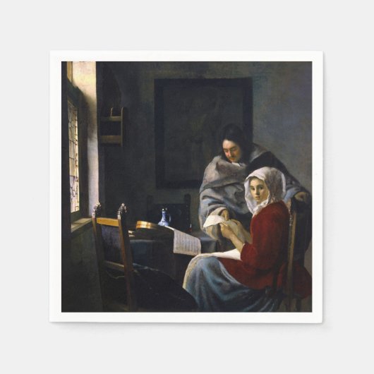 Johannes Vermeer - Girl Interrupt At Her Music スタンダードカクテルナプキン (正面)