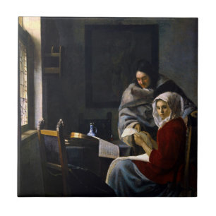 Johannes Vermeer - Girl Interrupt At Her Music タイル