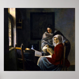 Johannes Vermeer - Girl Interrupt At Her Music ポスター