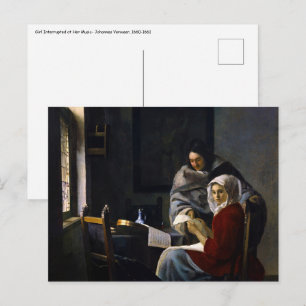 Johannes Vermeer - Girl Interrupt At Her Music ポストカード