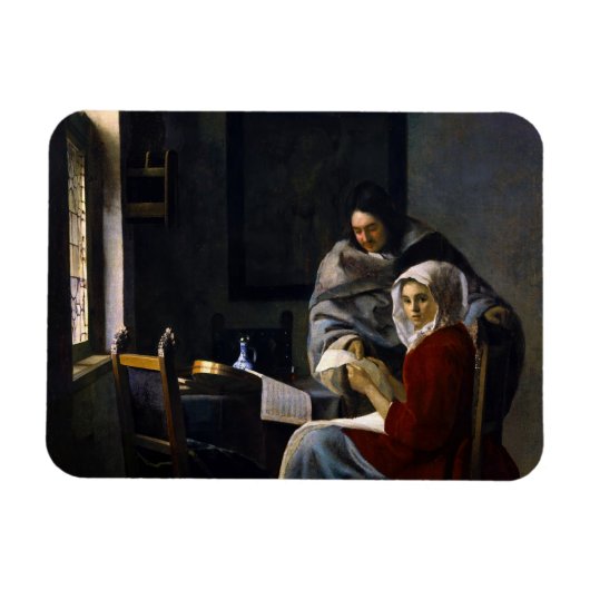 Johannes Vermeer - Girl Interrupt At Her Music マグネット (横)