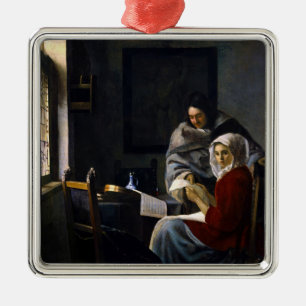 Johannes Vermeer - Girl Interrupt At Her Music メタルオーナメント