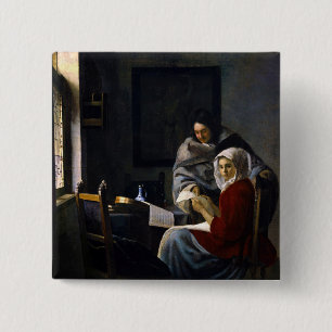 Johannes Vermeer - Girl Interrupt At Her Music 缶バッジ