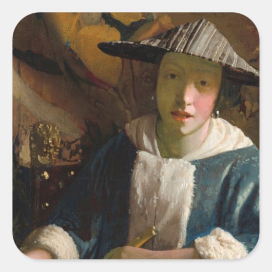 Johannes Vermeer - Girl with a Flute スクエアシール (正面)