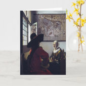 Johannes Vermeer、Officer and Laughing Girl カード (黄色い花)