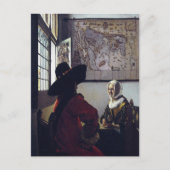 Johannes Vermeer、Officer and Laughing Girl ポストカード (正面)
