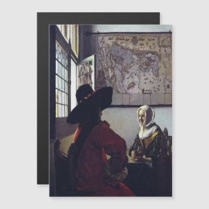 Johannes Vermeer、Officer and Laughing Girl マグネット招待状