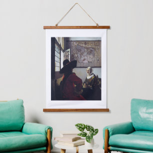 Johannes Vermeer、Officer and Laughing Girl 吊り下げ型タペストリー