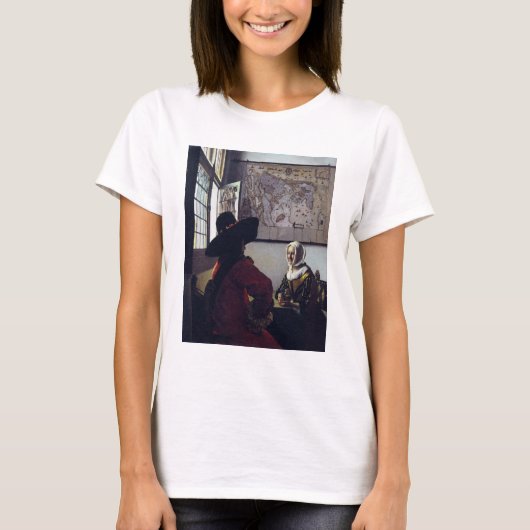 Johannes Vermeer、Officer and Laughing Girl Tシャツ (正面)