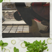 Johannes Vermeer - Officer with a Arthrowing Girl キッチンタオル (折り畳み)