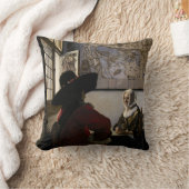 Johannes Vermeer - Officer with a Arthrowing Girl クッション (ブランケット)