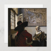 Johannes Vermeer - Officer with a Arthrowing Girl サンキューカード (正面/裏面)