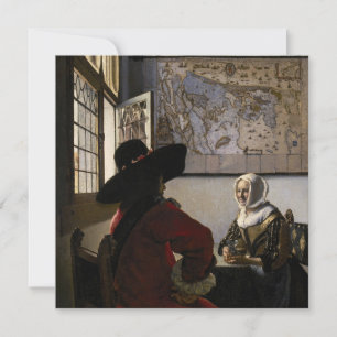Johannes Vermeer - Officer with a Arthrowing Girl サンキューカード