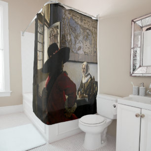 Johannes Vermeer - Officer with a Arthrowing Girl シャワーカーテン