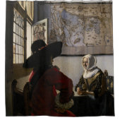Johannes Vermeer - Officer with a Arthrowing Girl シャワーカーテン (正面)