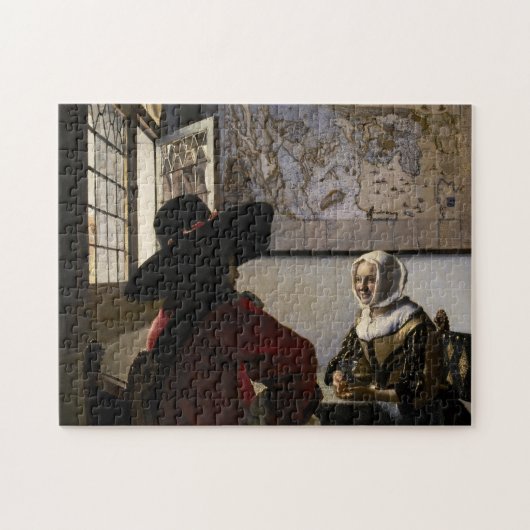 Johannes Vermeer - Officer with a Arthrowing Girl ジグソーパズル (横)
