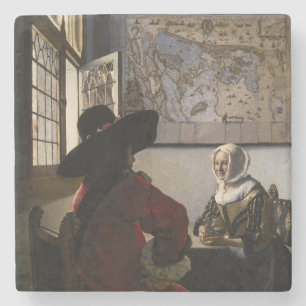 Johannes Vermeer - Officer with a Arthrowing Girl ストーンコースター