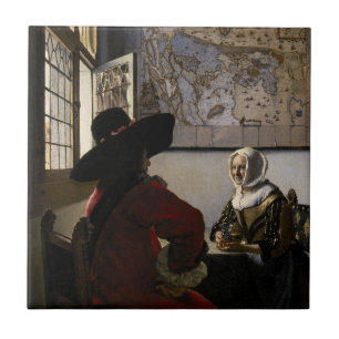 Johannes Vermeer - Officer with a Arthrowing Girl タイル