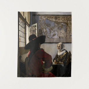 Johannes Vermeer - Officer with a Arthrowing Girl タペストリー