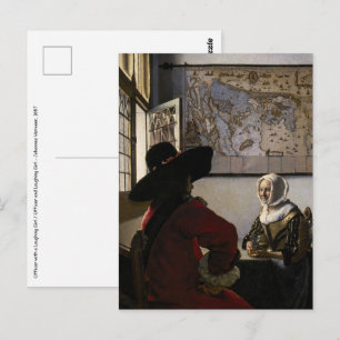 Johannes Vermeer - Officer with a Arthrowing Girl ポストカード