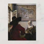 Johannes Vermeer - Officer with a Arthrowing Girl ポストカード (正面)