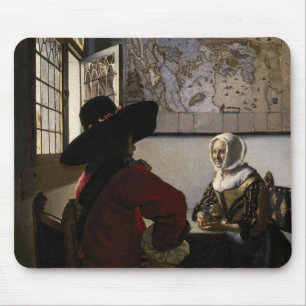 Johannes Vermeer - Officer with a Arthrowing Girl マウスパッド