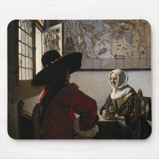 Johannes Vermeer - Officer with a Arthrowing Girl マウスパッド (正面)