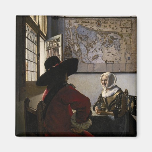 Johannes Vermeer - Officer with a Arthrowing Girl マグネット (正面)