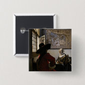 Johannes Vermeer - Officer with a Arthrowing Girl 缶バッジ (正面&裏面)