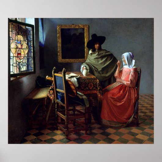 Johannes Vermeer The Wine Glass ポスター (正面)