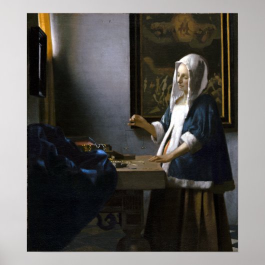 Johannes Vermeer Woman Holding a Balance ポスター (正面)