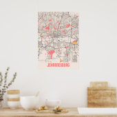 Johannesburg - South Africa Chalk City Map ポスター (キッチン)