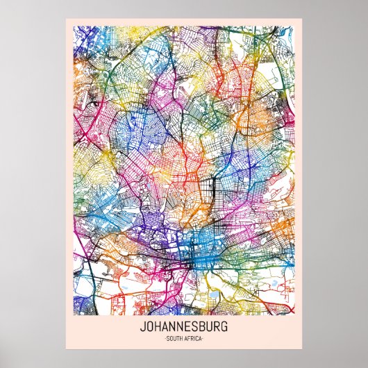Johannesburg South Africa City Map ポスター (正面)