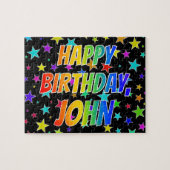 「JOHN」名、おもしろい「ハッピーバースデー」 ジグソーパズル (横)