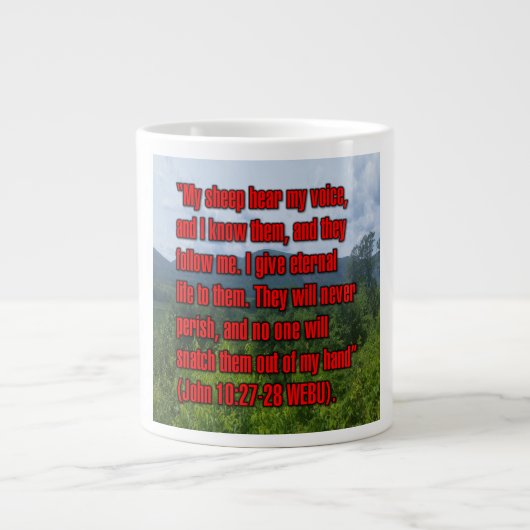 John 10:27-28 WEBU Mug ジャンボコーヒーマグカップ (正面)