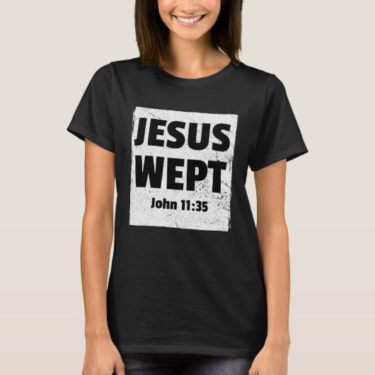 JOHN 1135 JESUS WEPT Christian Bible Verse Compass Tシャツ (正面)