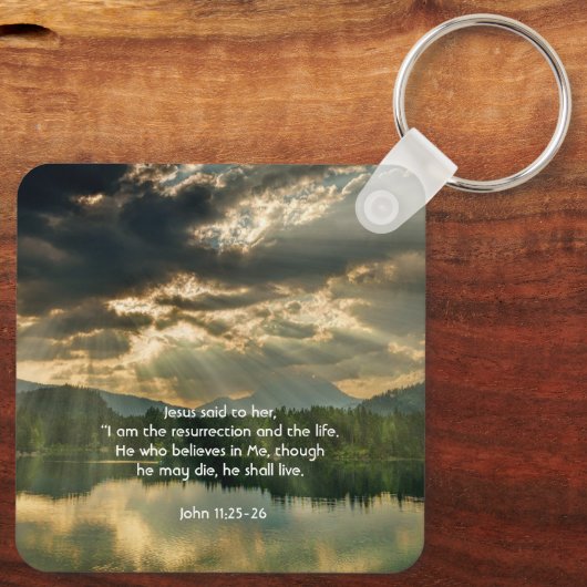 John 11: 25, Scripture Memorial Keepsake キーホルダー (裏面)