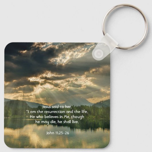 John 11: 25, Scripture Memorial Keepsake キーホルダー (裏面)