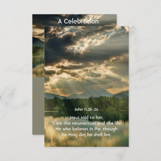 John 11 Scripture Celebration of Life Service 招待状 (正面/裏面)